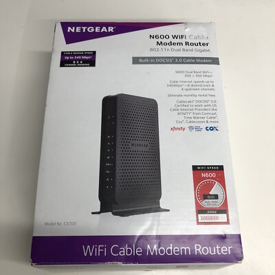 Netgear C3700 WiFi Cable Modem Router N600, dOCSIS 3.0 Cable Modem