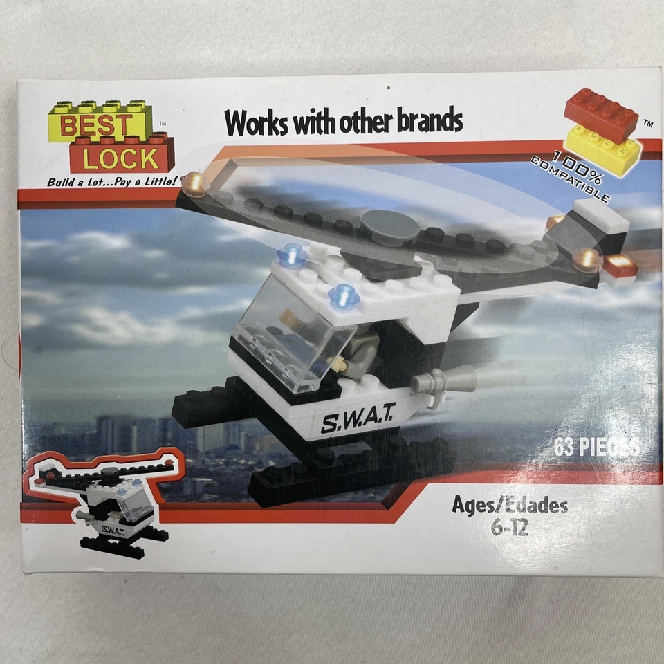 Best-Lock Building Set Fire Truck & Tower + S.W.A.T Helicopter 87/63 Pieces New - Image 3 of 4