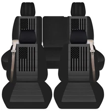 Front+Back SUV Car Seat Covers blk-charcoal w/USA flag Fits Chevy trailblazer