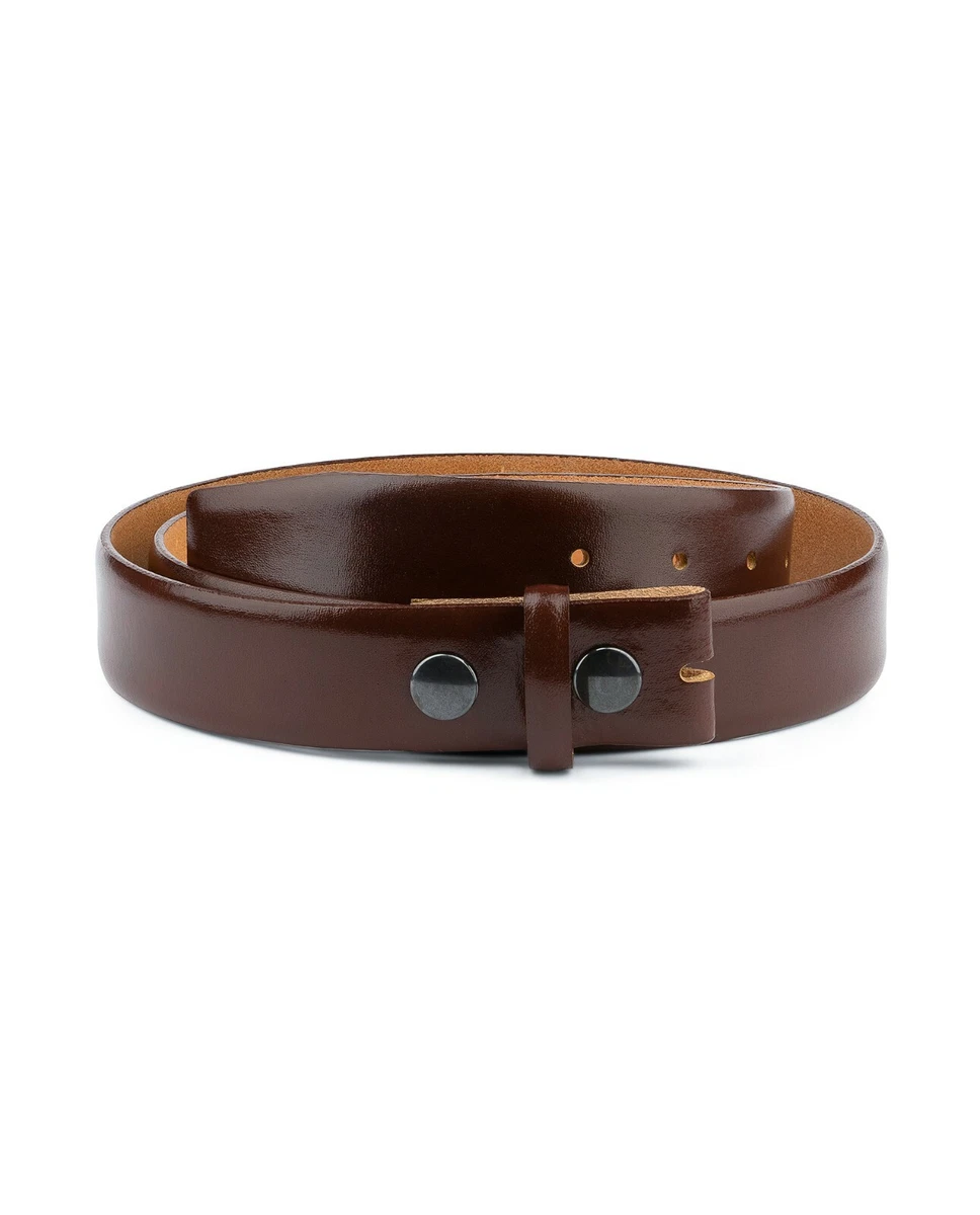 Cognac Smooth Leather Belt, Signature Buckle (Shiny Silver)