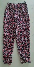 Aqua Girls Blue Casual Floral Pants Side Pockets Rushed Buttoms Size M