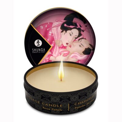 Shunga Mini Scented Intimate Massage Oil Candle Rose Petals 1oz Travel Size