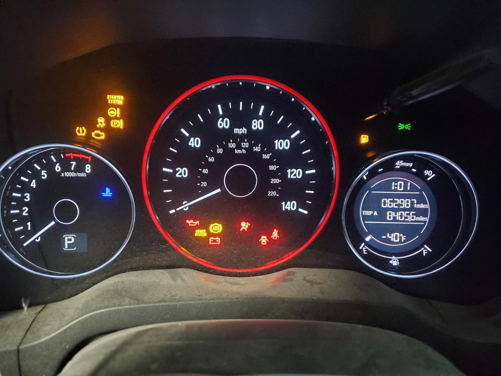 HONDA HRV Speedometer (cluster), US market (MPH), w/fog lamps, AT (CVT