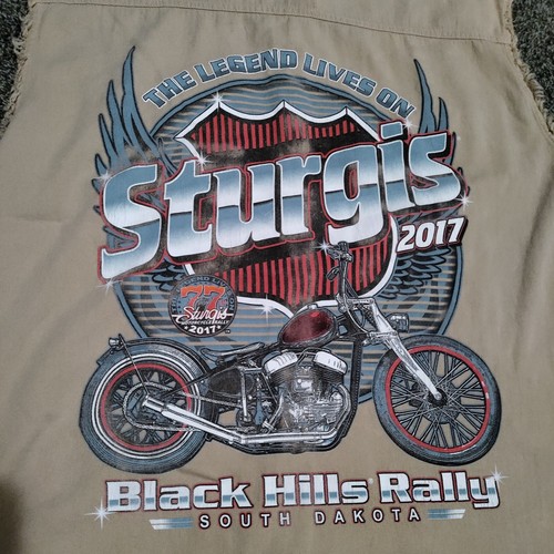 Camisa Sturgis Sin Mangas 2007 67th Black Hills Rally Motociclista Botón Chaleco Para Hombre XL - Imagen 17 de 17