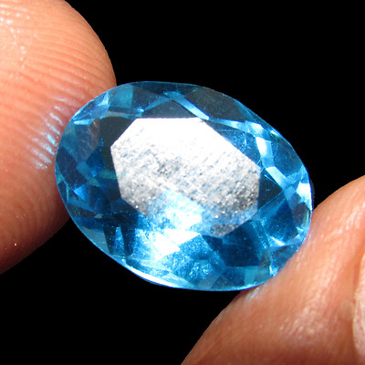 Stunning &Transparent 6.90Cts Oval Cut Lab Created Blue Topaz Gemstone CH 6649