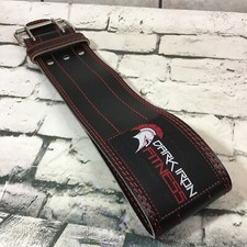 Dark Iron Fitness Padded Leather Weight Lifting Belt Fits Upto 35  Waist