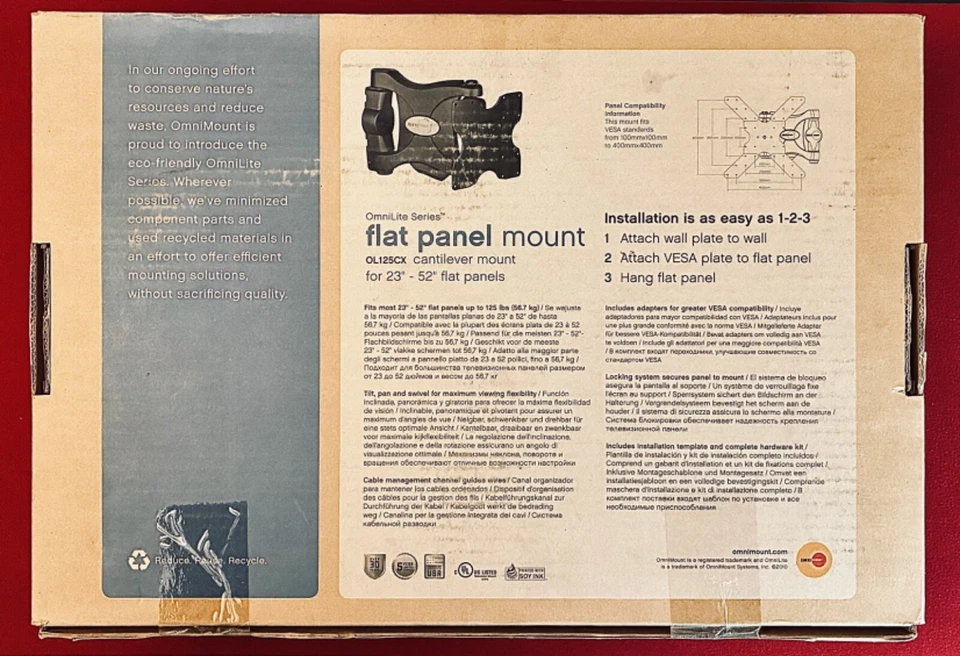 OmniMount OmniLite Full Motion Mount for  23" - 52" Flat Panel TVs  [NEW] - Image 4 of 4