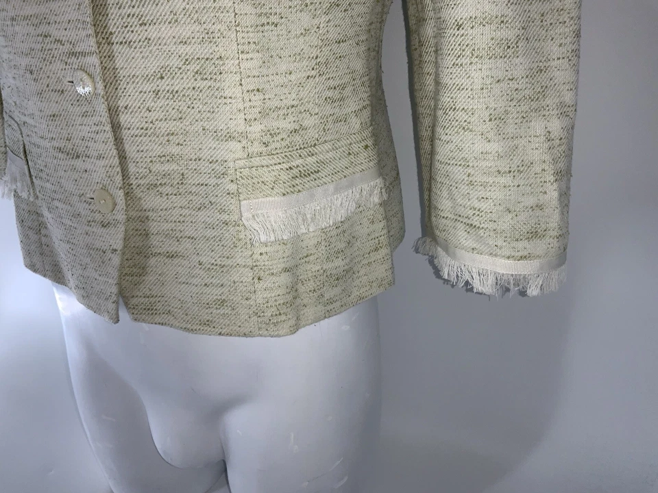 Chaqueta Blazer Etcetera Mujer Talla 10 Verde Claro Viscosa Algodón Seda YGI O5-8 Foto 3 de 4