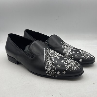 Roberto Cavalli Men's Black Loafers with Paisley Print - Size 43 EU -SKU 13148