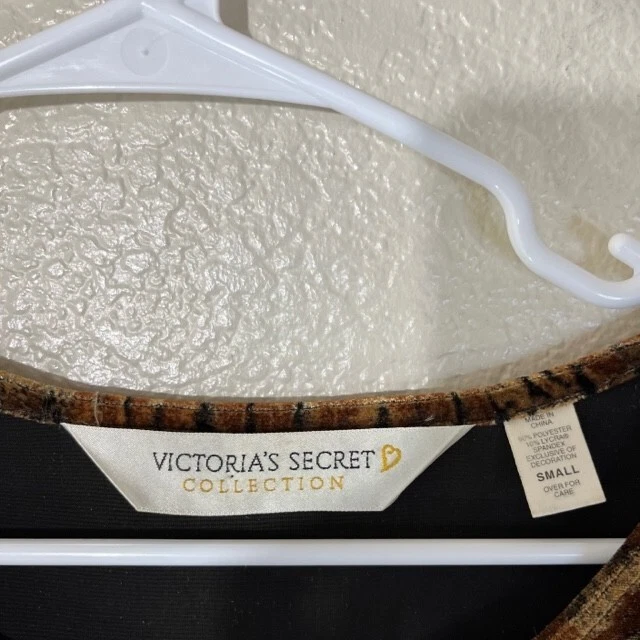 Túnica VIntage Victoria Secret feminina pequena animal cobra veludo fenda lateral - Imagem 3 de 4