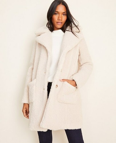 NEW ANN TAYLOR $248 SHADOW BEIGE TEDDY 