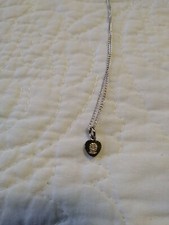 Vintage Childs Sterling Silver Necklace With Tiny Heart Pendant With Image Of...
