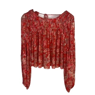NWOT Free People Haut Pour Tout En Combo Cerise Taille XS Imprimé Floral Rouge - Photo 1/4