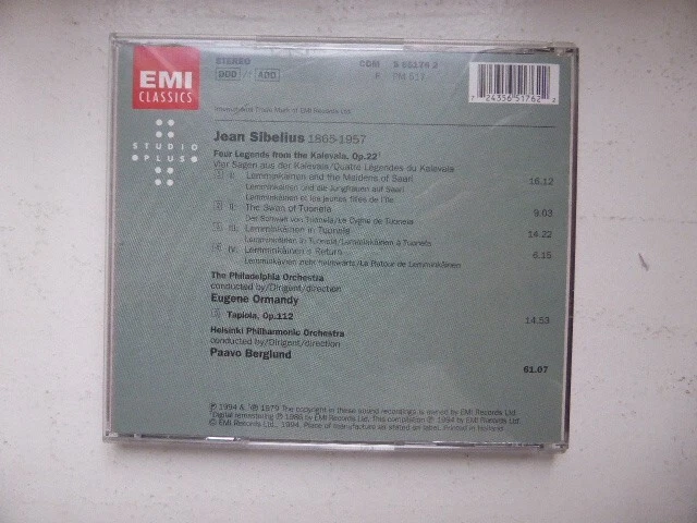 CD Sibelius Eugene Ormandy Four legends from the Kalevala Tapiola Berglund - Bild 2 von 2