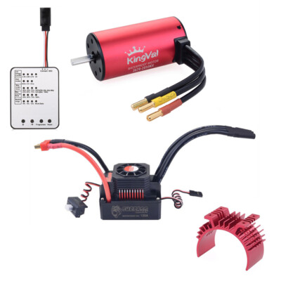 KingVal 3670 Brushless Motor+120A ESC+Program Card+Heatsink for 1/8 1/10 RC Car