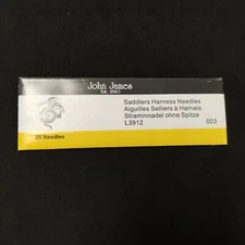 25 John James Saddlers Harness Needles (Sz #003) (Leather Sewing Blunt)