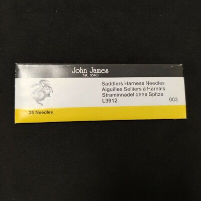 25 John James Saddlers Harness Needles (Sz #003) (Leather Sewing Blunt)