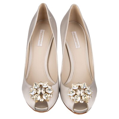 Escarpins DOLCE & GABBANA Talon Aiguille - Blanc Perles Strass - Pointure 39.5 - Neuf Avec Défauts