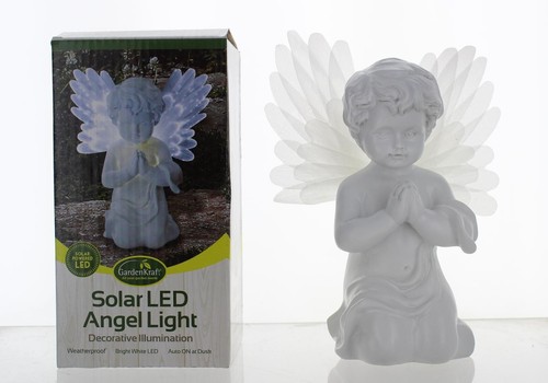 GardenKraft Memorial Solar LED Angel Light Bright White LED - Fibre Optic Wings - Picture 1 of 6