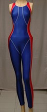 Blue Red Bodysuit Spandex Leotard for Women size 8 Small
