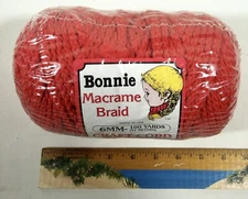New Sealed Vtg Bonnie Macrame Braid 6mm Craft Cord Red 100 Yds