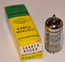 1 1963 Vintage 12AX7 ECC83 Amperex BUGLE BOY Tube Amplitrex Tested 100/106% GM