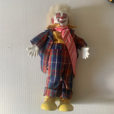 Vintage-12 inch  Musical-Animated Wind-Up Clown Porcelain Wind Up Not Working