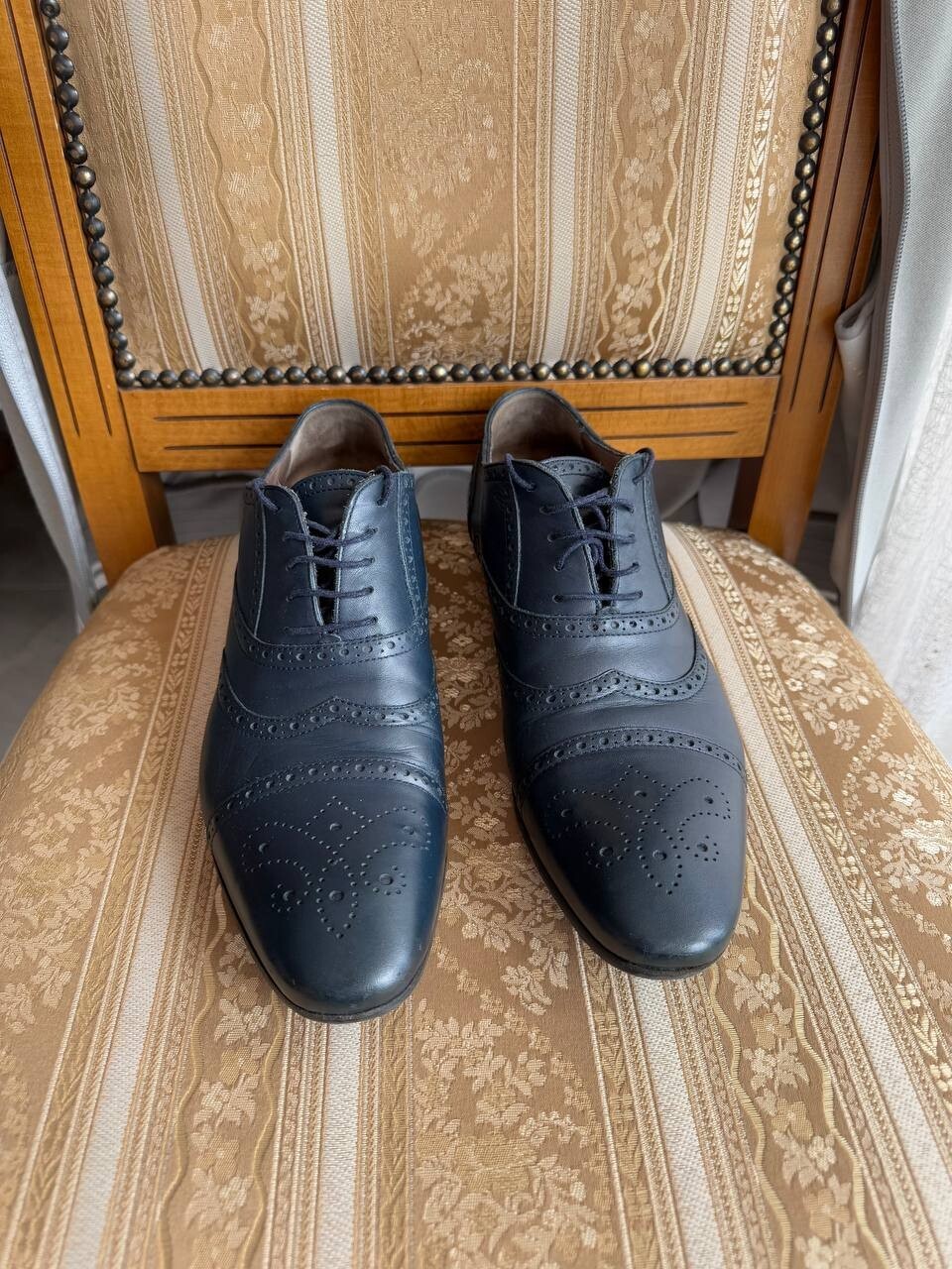 YVES SAINT LAURENT BLU OXFORD BROGUE STRINGATA MADE IN ITALY TAGLIA EU 39 1 2