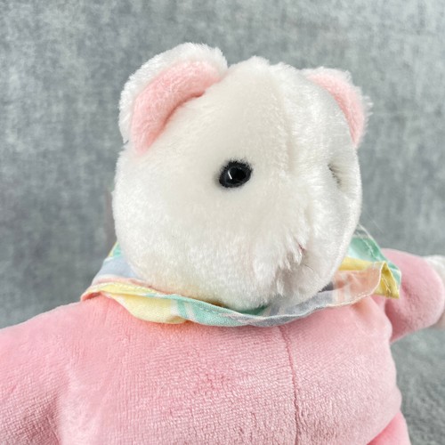 Mouse Plush Rattle by Kids Gifts Vintage Stuffed Animal White Pink - Picture 3 of 11
