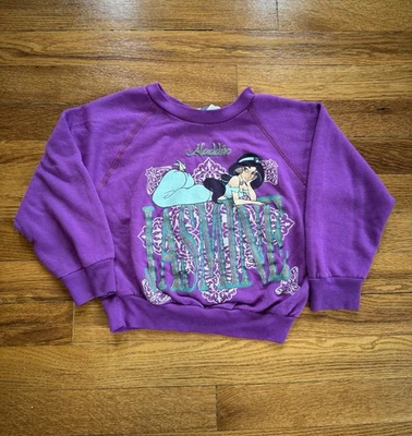 Disney Aladdin Vintage Jasmine Princess 90s Girls Med 5-6 Crewneck Sweatshirt - Image 1 of 4