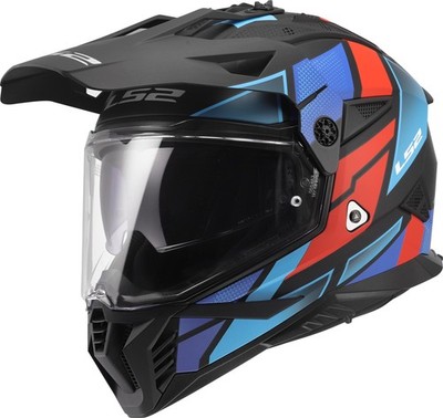 LS2 Pioneer 2 Crosshelm Block Matt Schwarz Rot Blau MX702 Dualsport Enduro Helm