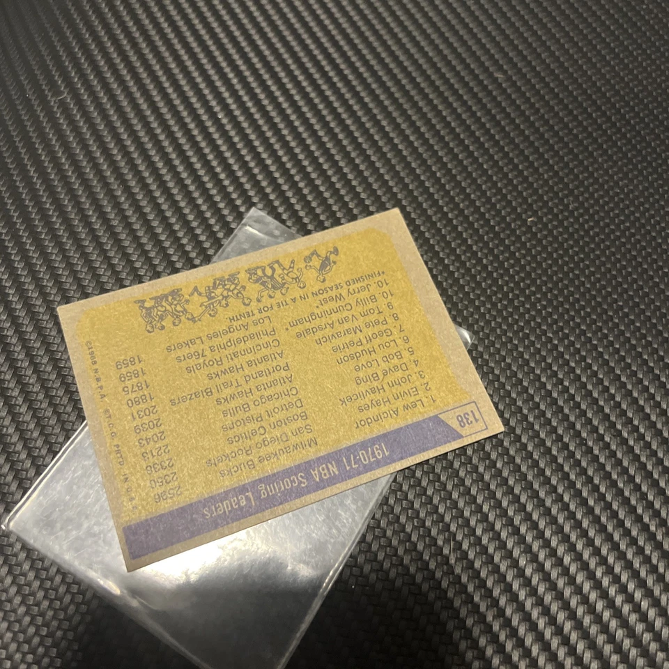 1971-72 Topps Scoring Leaders Kareem Abdul-Jabbar, Elvin Hayes, John Havlicek  Foto 4 de 4