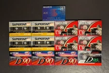 Lot of 13 Sealed Cassette Tapes 4X Supertape XR-90 - 4X Maxell UR90 - 4X TDK D90