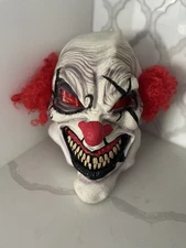 Halloween Rubber Killer Clown Mask Red Hair Nose Creepy Evil Scary Adult Size