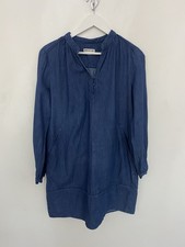 Whistles UK 14 Dress Blue Denim Cotton Pockets Boho *Flaws*
