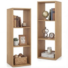 2PCS 3-Cube Bookshelf, Vertical Bookcase w/Back Guardrail & Anti-tipping Kits