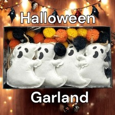 Halloween Garland Ghosts And Pom Poms Mantel Decoration 6ft Party Banner School