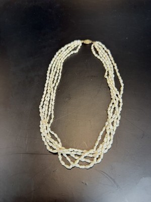 Multi Strand Freshwater Pearl Necklace 14K Gold Filled Clasp Baroque