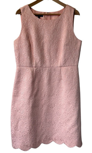 RSVP By Talbots Dress 12 Jacquard Pink Wedding Formal Sleeveless Scalloped Party