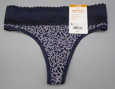 WARNER'S S 5 RX5101P Blue Art Dot No Pinching No Problems Lace Waist Thong
