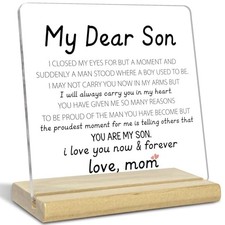 Mom's Gifts,My Dear Son Acrylic Plaque Sign,Birthday Graduation Gifts to My Son