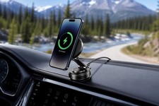 Wireless Magnetic Car Phone Mount Holder Suction Cup Dashboard Windshield