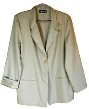 Vintage Sag Harbor Womens Beige Long Sleeve Button Down Blazer Relaxed Size 18