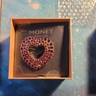Vintage Monet Red Rhinestone Heart Brooch New in Original Box — photo 1