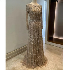 Luxury Evening Dresses Crystal Beaded Prom Dresses Sparking Wedding Floor Length