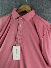 Collars  Co Dress Collar Polo Shirt Mens Large Red  White Houndstooth NWT