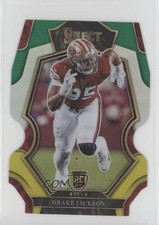 2022 Panini Select Premier Level Green & Yellow Prizm Die-Cut Drake Jackson 2l4