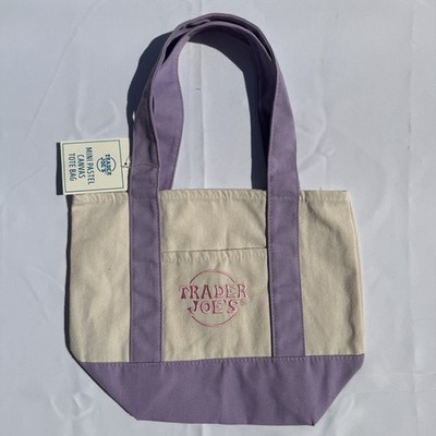 Trader Joe's Mini Pastel Canvas Tote Bag Lavender NWT Free shipping!