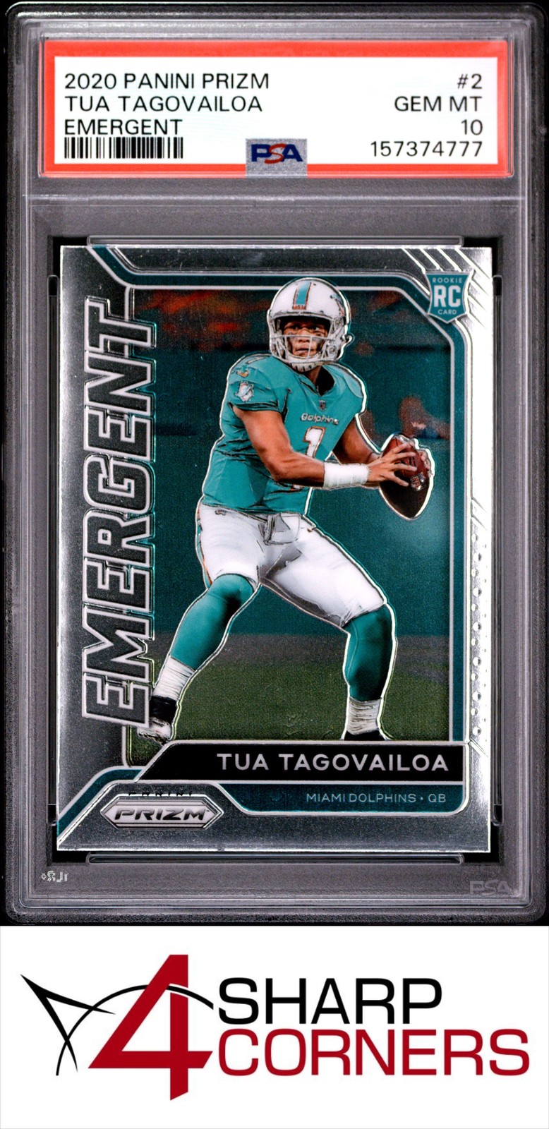 Tua Tagovailoa Panini Prizm Emergent #2 Base