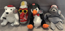 Coca-Cola Bean Bag Plush Vtg 1997 - Set of 4 NWT Bear, Penguin, Seal, Coke Can